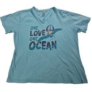 Lucy Buffett’s LuLu’s Women’s XL One Love One Ocean V-Neck T-Shirt Blue